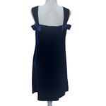 Vintage Blanes Navy Blue Velvet Mini Dress Made in England Bows on Back Size 12 Photo 1
