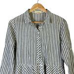 Love Note Love Notes Striped Peplum Button Up Shirt Women's Size M Green White Photo 1