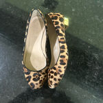 J.Crew  Leopard Print Flats Calf Hair gold heel runs a little big some wear GUC Photo 5