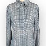 American Vintage Vintage Blue Grid Button Front Long Sleeve Shirt Medium Photo 0
