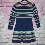 Anthropologie  MOTH LUCA KNIT WOOL BLEND NAVY STRIPED LONG SLEEVE DRESS MEDIUM Photo 2