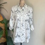 Karl Lagerfeld  Button Down White Black Top Size Small Photo 1