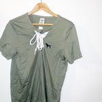 PINK - Victoria's Secret PINK Victoria’s Secret green tie front short sleeve shirt Photo 1