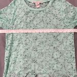 American Rag Turquoise Lace Short Sleeve Crop Top Photo 3