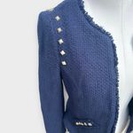 ZARA X Trafuluc Navy Blue Studded Tweed Cropped Blazer Women's Size Large NWT Photo 6