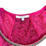Miss Me Y2K VTG.  PINK LACE CROCHET SHEER BEADED TOP BLOUSE‎ MEDIUM Photo 7