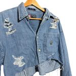 CHAPS ‎ DENIM CROPPED DISTRESSED JACKET SIZE MEDIUM Photo 5