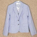 NWT J. Crew Factory cotton blazer notched lined blue white stripe blazer size 10 Photo 0