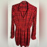 EXPRESS  Red Checkered Long Sleeve Dress size S Photo 5
