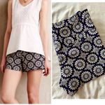Elevenses Anthropologie Navy Floral Medallion Shorts Size 12 Boho Chic Photo 13