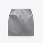 ZARA Charcoal Gray Technical Mini High Waisted Skirt Photo 3