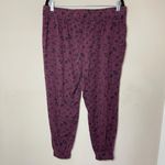 ANY BODY Burgundy and Black Floral Print Lightweight Lounge Jogger, LP Purple Size undefined Photo 4