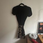 XOXO Collection Black Ruched Collared Short Sleeve Dress Floral Skirt Size S Photo 7