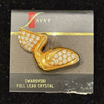 Savvy  Gold Swarovski Crystal Pelican Broach Vintage Photo 0