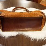 Fossil  Vintage Brown Woven Straw Triple Compartment Satchel Purse Bag Photo 3