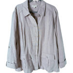 Charter Club Luxury 100% Linen Jacket Button Front in Beige, Size 3X Photo 0