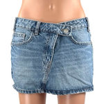 ZARA Women's Blue Medium Wash Y2K Mid Waist Mini Straight Denim Jean Skirt Sz S Photo 0