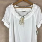 G.H. BASS White Short Sleeve Drawstring Top NWT Small Photo 3