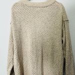 Aerie NEW  Womens Open Knit Oversized V-Neck Sweater Medium Y2K Tan Minimalist Photo 9