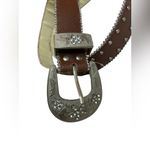 Brown Studded Western Rhinestone Belt 40” Y2K McBling Metallic Floral Accents Photo 1