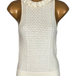 Leith Cream Knit Tank Top With Ruffle Neckline Size XS Old Money Quiet Luxury Photo 0