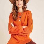 Anthropologie Colma Tunic Sweater Burnt Orange Faux Fur Sleeves Eyelash Cuffs XS Photo 0