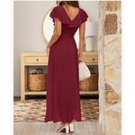 NEW Velvet Ribbed Belted Wrap Dress Maxi Dress S Red Photo 1