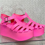 Berness‎ Brianna Fisherman Flatform Sandals Hot Pink Size 7 Y2K Chunky Platform Photo 0