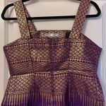 Custom made traditional Lao Thai Cambodian purple and gold silk blouse top Size M Photo 3
