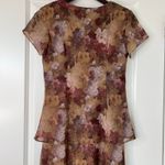 Jessica Howard  Petite Floral Chiffon Midi Dress Brown Purple‎ Overlay 90s Mom Photo 6