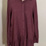 Westbound Point Collar Peplum Tunic Button Down Purple Red Long Sleeve Large Red Photo 1