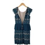 Maeve Anthropologie Emerald Teal Lace Elsa Peplum Waist Dress Size Small Photo 8