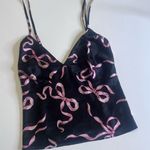 Victoria's Secret Satin Open-Back Flyaway Cami Camisole Black Pink Bows Size XXL Photo 0