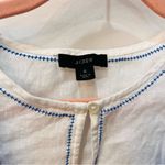 J.Crew 100% linen Flutter sleeve Embroidery blouse blue white size small Photo 65