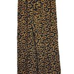 VTG Rebellious Wide Leg Pants Sunflower Pattern Made in USA Elastic Waist Black Photo 0