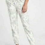 Athleta Pants Women Size 6 Farallon Grey White Printed Jogger Cotton Spandex Photo 0