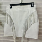 White Fringe Skirt Size L Photo 0