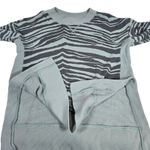 Aerie  Zebra Print Oversized Sweatshirt Light Blue‎ Grey Long Sleeve Crew Neck XS Photo 3