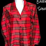 Earth Song beautiful red plaid satin sheen fancy buttons blouse! New Size 24W Photo 1