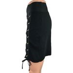 ZARA  Black Lace Up Stretch Knit Elastic Waist Pull On Mini Pencil Skirt Size M Photo 1