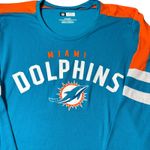 NEW Miami Dolphins NFL Womens XL Teal Orange 3/4 Sleeve T Shirt Team Apparel Blue Photo 2