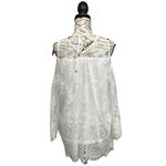 RAIN ivory Lace Crochet Overlay Good Should Tunic Blouse L Beach Boho Sheer White Size L Photo 3