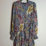 Chic Wish Flying Petals Print Puff Sleeve Ruffle Dress in Lavender Photo 0