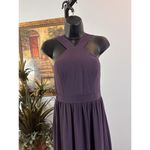 Lulus Women SM Maxi Dress Purple Halter Pleated Neck Sleeveless Artsy Lagenlook Photo 4