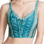 Victoria's Secret Dream Angels Unlined Lace Corset BraTop Floral Teal Small DD Photo 0
