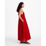 Madewell  Textured V-Neck Midi Dress Festival Red Size XS NWT Linen Cotton Luxe Photo 3