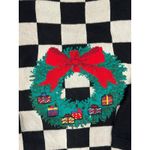 Vintage Lauren Grey Black And White Checkered Christmas Wreath Sweater M Red Size M Photo 1