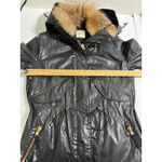 SAM New York Black Coated Cotton Puffer Parka Fur Trim Hood Jacket XS Cozy Luxe Photo 7