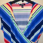 CHAPS  large womens blouse striped v neck short sleeve wrap look bright colors Photo 6
