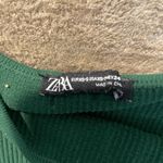 ZARA  Crop Top Womens XS Emerald Green Ribbed Tank Short Sleeveless Stretch Photo 1